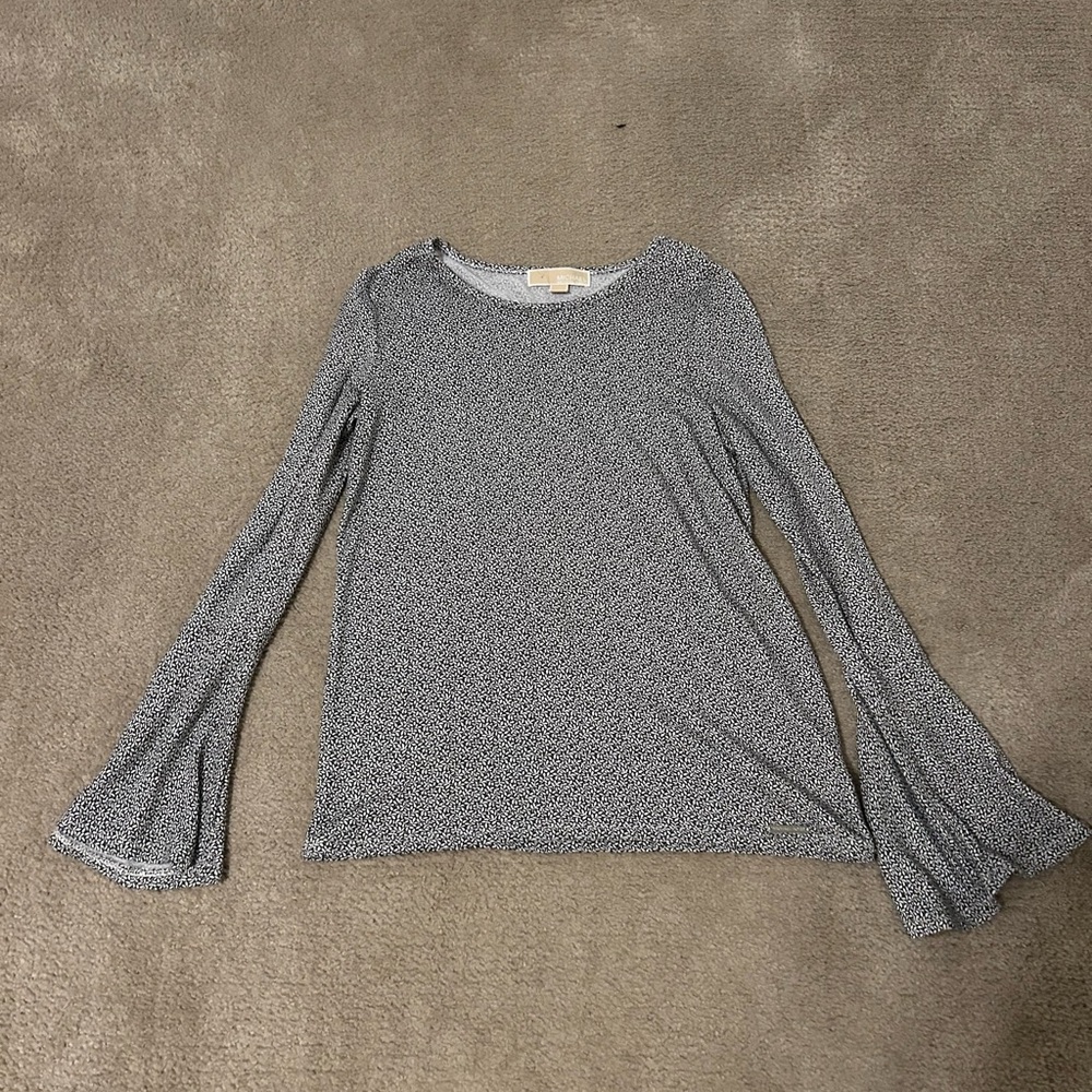 Michael Kors Floral Bell Sleeve Knit Long Sleeve Top
